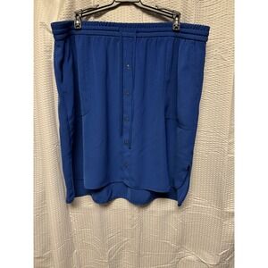 Apt. 9 Women's Cobalt Blue Size XL Elastic Tie Waist Pocket Skirt Button Accents